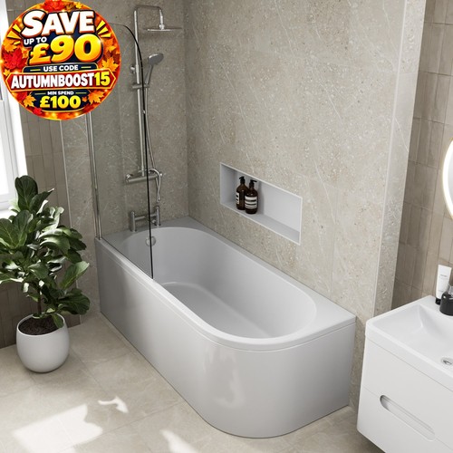 Shaped shower bath left hand - shaped,