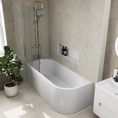 Shaped shower bath left - bath,