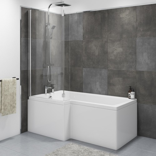 Shaped shower bath left hand - bath,
