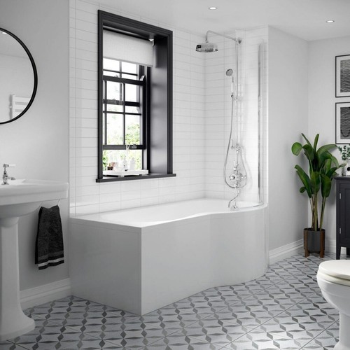 Modern shaped shower - p, bath