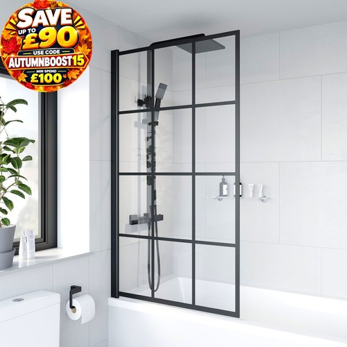 Bath shower screen black - screen, grid