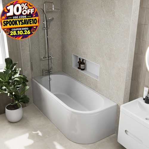 Shaped shower bath left - shower, hand