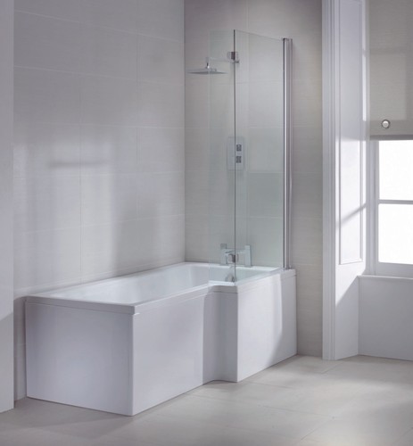 White 1600mm shaped - white, bath